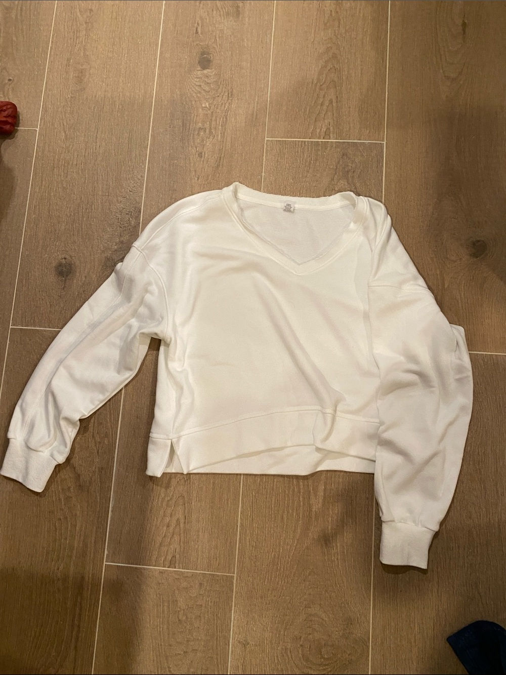 Women's White V-Neck Pullover Sweatshirt - Classic Cozy Top
